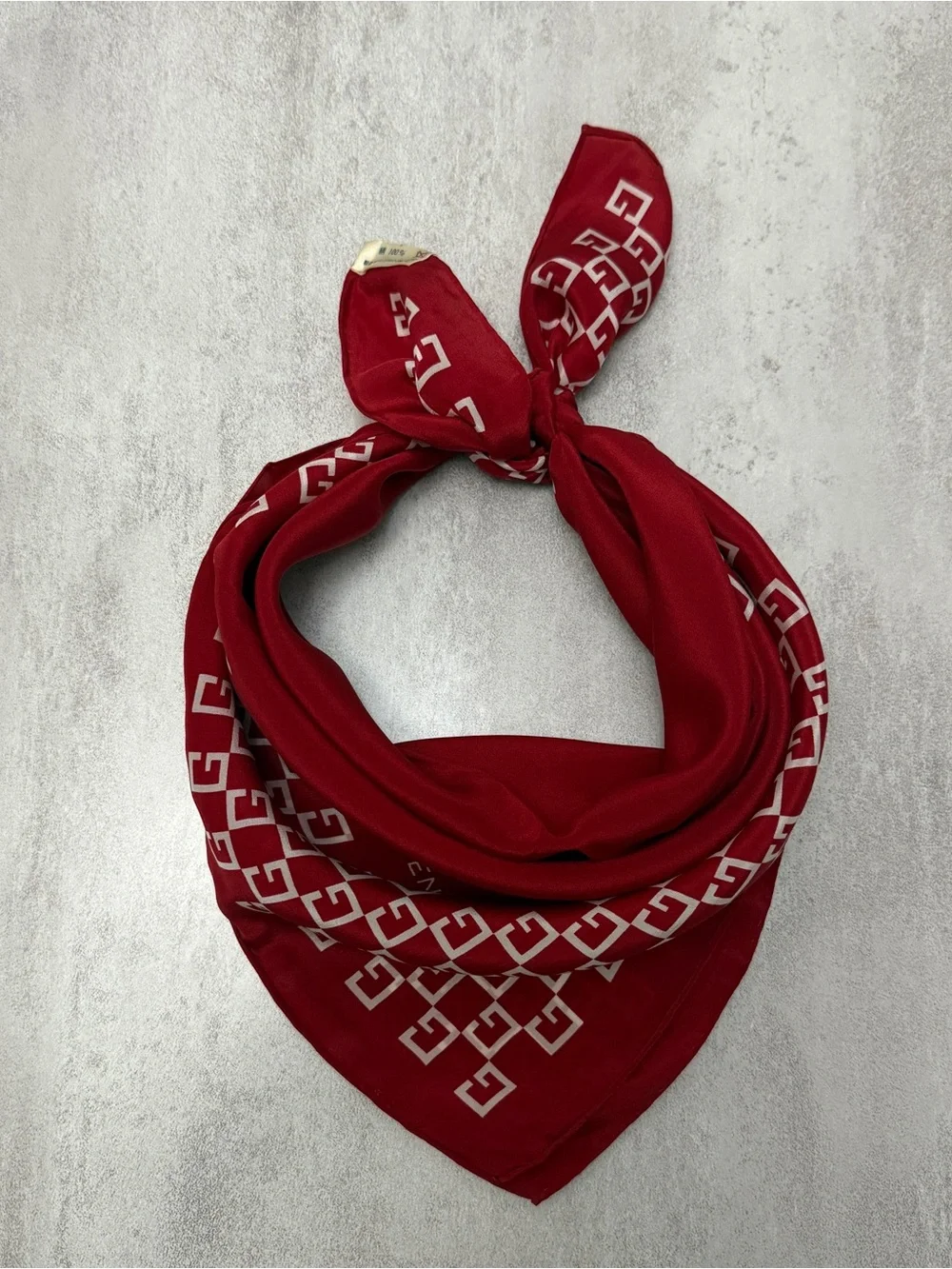 Givenchy Red and White Logo-Block Silk Scarf